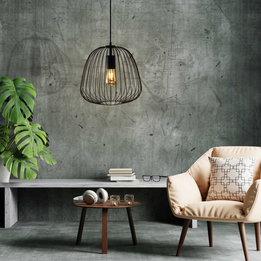 Подвесная люстра OVELLA на шнуре 1xE27/15W/230V, диам. 36 см, чёрная