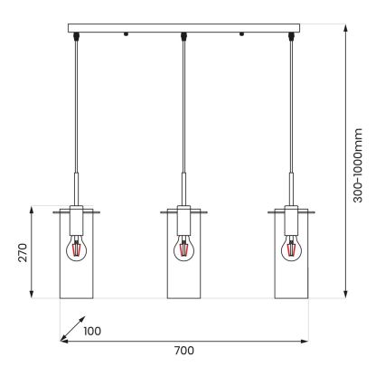 Подвесная люстра PADOVA 3xE27/15W/230V черный
