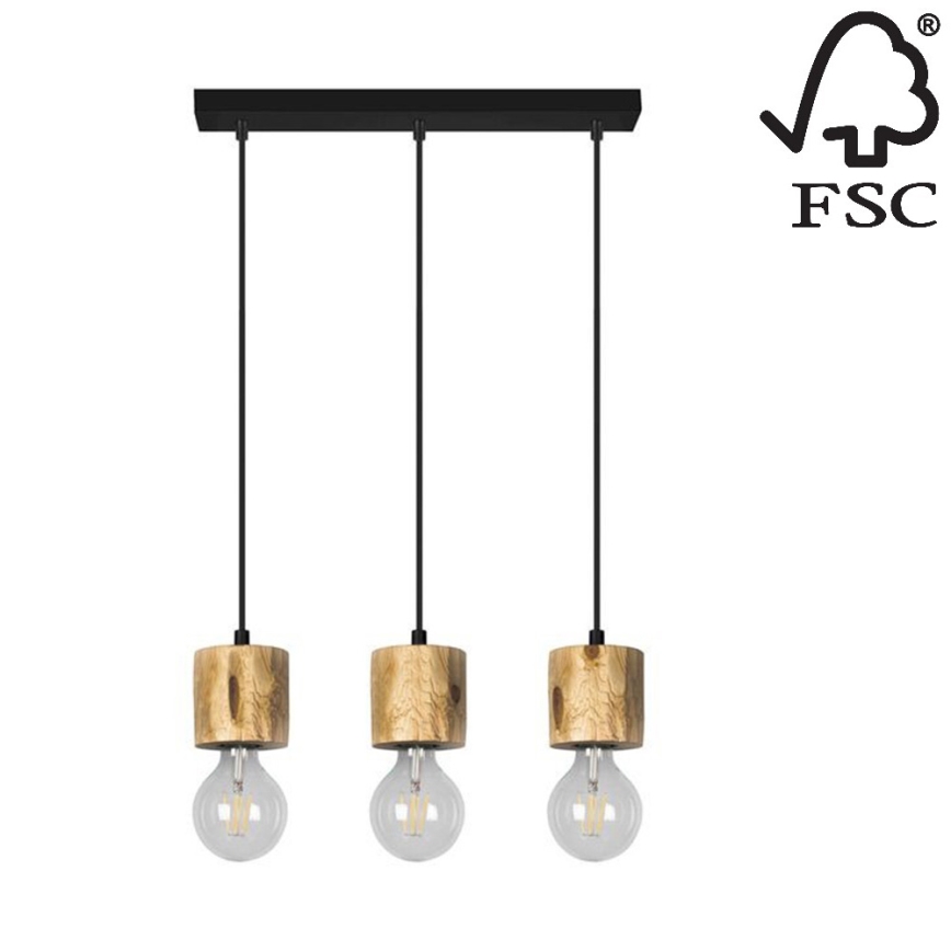 Подвесная люстра PINO 3xE27/60W/230V сосна - сертифицировано FSC