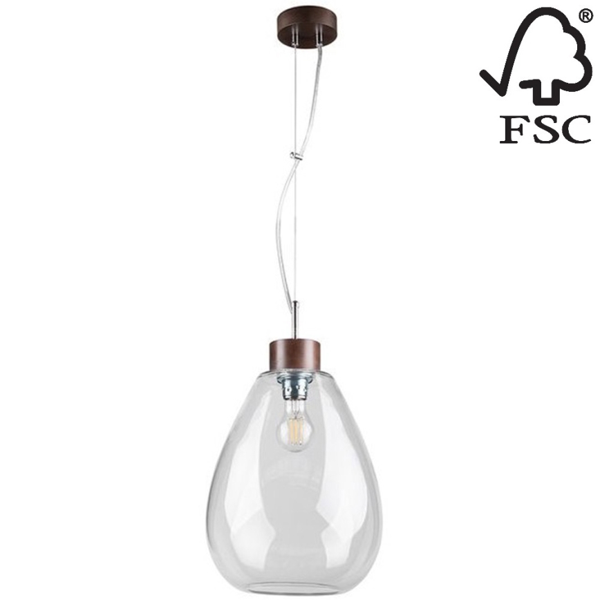 Подвесная люстра PIRO 1xE27/60W/230V бук - сертифицировано FSC
