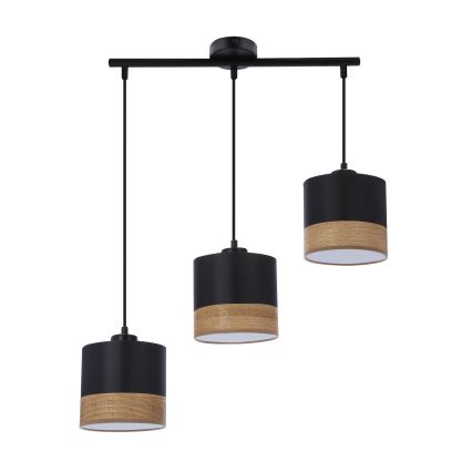 Подвесная люстра PORTO 3xE27/60W/230V черный/коричневый