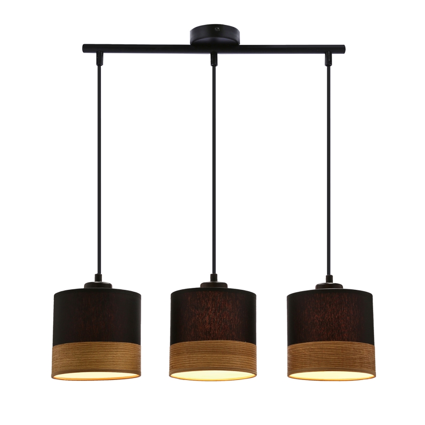 Подвесная люстра PORTO 3xE27/60W/230V черный/коричневый
