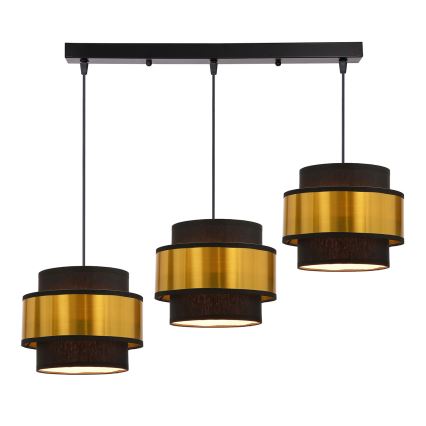 Подвесная люстра PRESTIGE 3xE27/40W/230V золотистый/черный