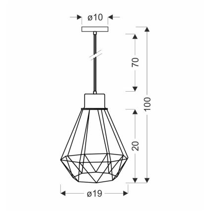 Подвесная люстра PRIMO 1xE27/60W/230V черный/золотистый