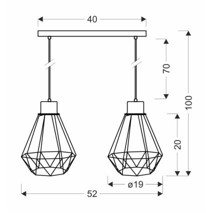 Подвесная люстра PRIMO 2xE27/60W/230V черный/золотистый