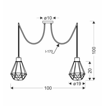 Подвесная люстра PRIMO 2xE27/60W/230V паук черный/золотистый