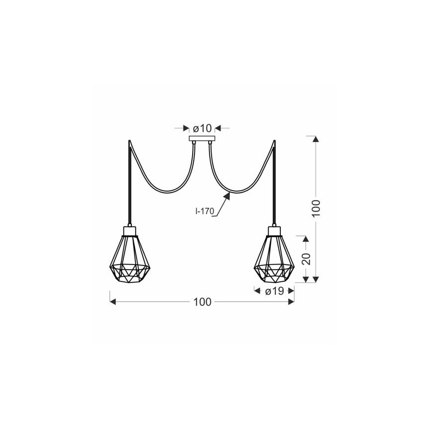 Подвесная люстра PRIMO 2xE27/60W/230V паук черный/золотистый