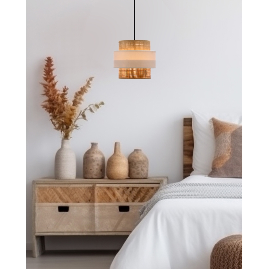 Подвесная люстра RATTAN 1xE27/40W/230V белый/коричневый