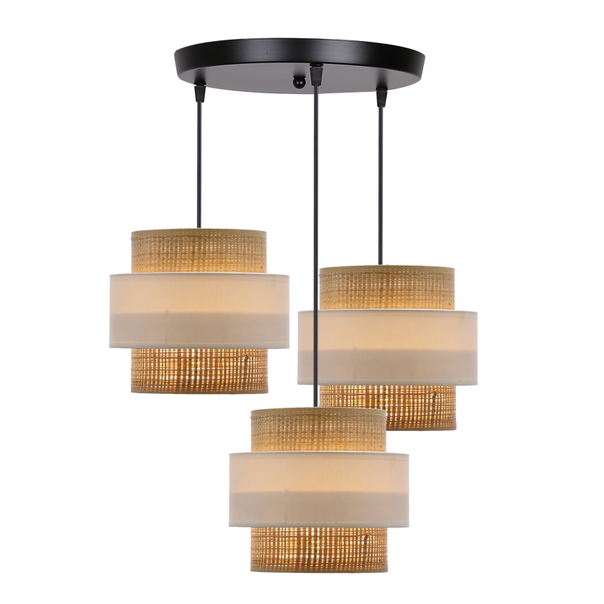 Подвесная люстра RATTAN 3xE27/40W/230V белый/коричневый