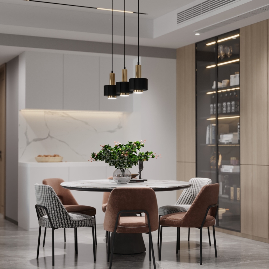 Подвесная люстра RIF LUX 1xGX53/12W/230V диаметр 15 см черный/блестящий хром
