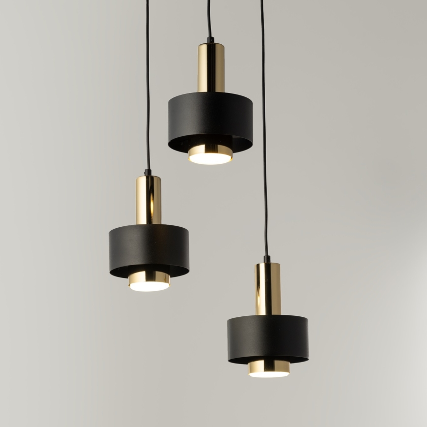 Подвесная люстра RIF LUX 3xGX53/12W/230V диаметр 38 см черный/золотистый