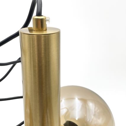 Подвесная люстра ROLLO 3xE14/5W/230V золотистый/дымчатый бежевый