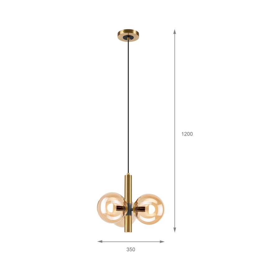 Подвесная люстра ROLLO 3xE14/5W/230V золотистый/дымчатый бежевый