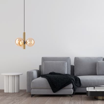 Подвесная люстра ROLLO 3xG9/5W/230V золотистый/дымчатый бежевый