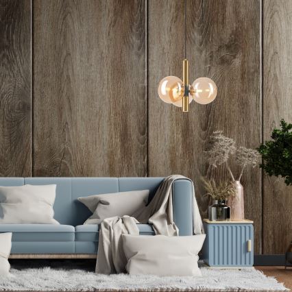 Подвесная люстра ROLLO 3xG9/5W/230V золотистый/дымчатый бежевый