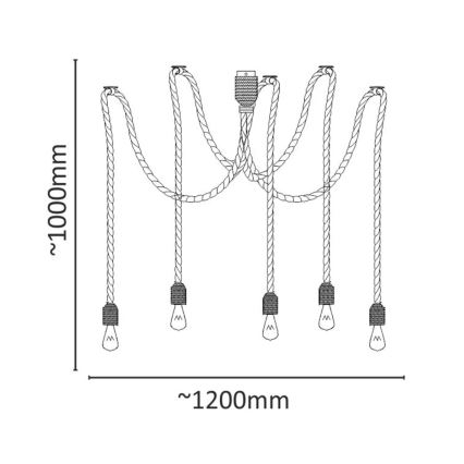 Подвесная люстра ROPE CASA 5xE27/12W/230V паук