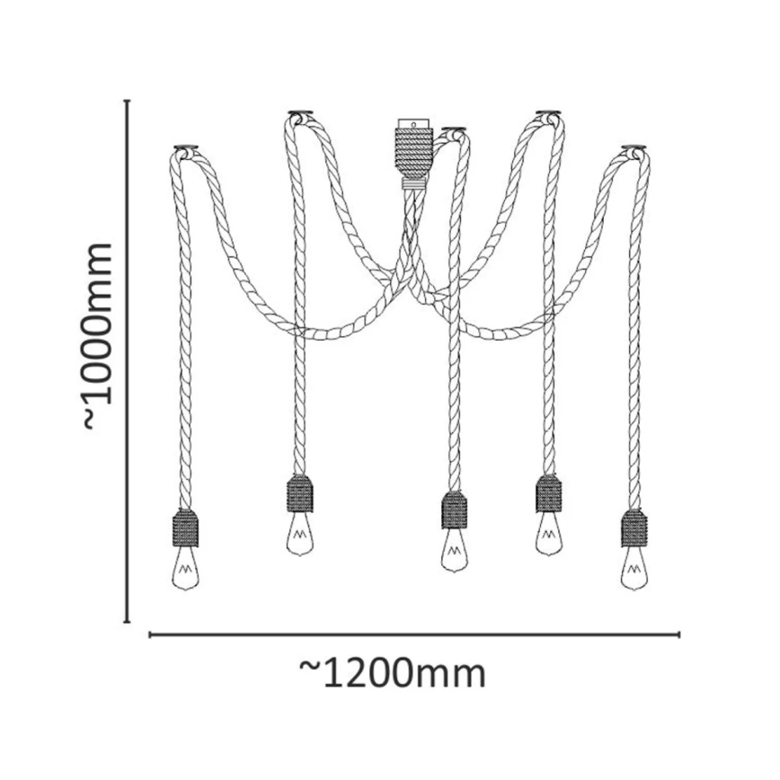 Подвесная люстра ROPE CASA 5xE27/12W/230V паук