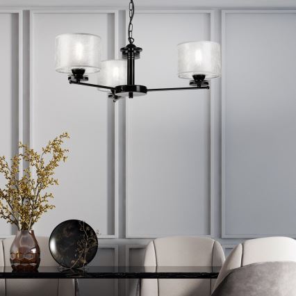 Подвесная люстра ROSA на цепи 3xE27/60W/230V, черная/серая