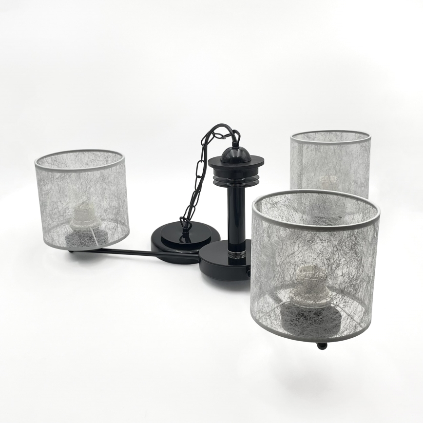 Подвесная люстра ROSA на цепи 3xE27/60W/230V, черная/серая