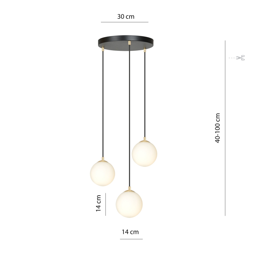 Подвесная люстра ROYAL 3xE14/10W/230V диаметр 30 cm черная