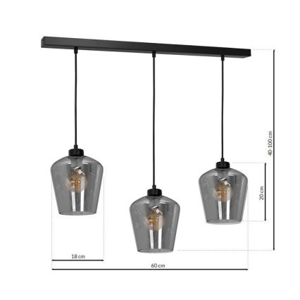 Подвесная люстра SANTIAGO 3xE27/60W/230V черный