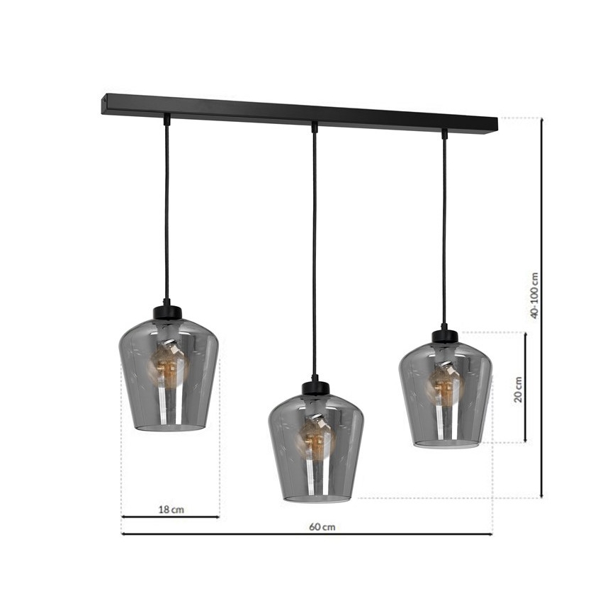 Подвесная люстра SANTIAGO 3xE27/60W/230V черный