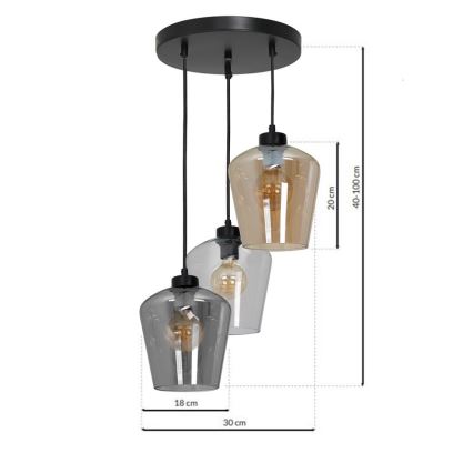 Подвесная люстра SANTIAGO 3xE27/60W/230V микс