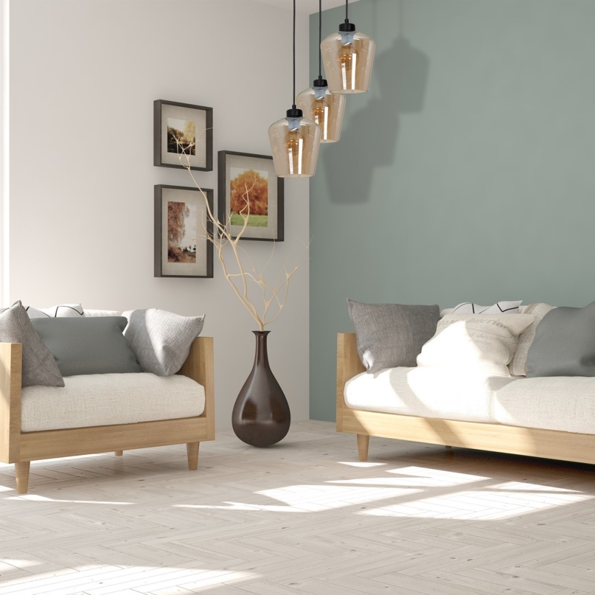 Подвесная люстра SANTIAGO 3xE27/60W/230V коричневый