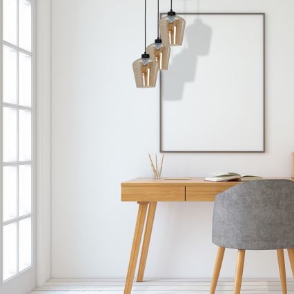 Подвесная люстра SANTIAGO 3xE27/60W/230V коричневый