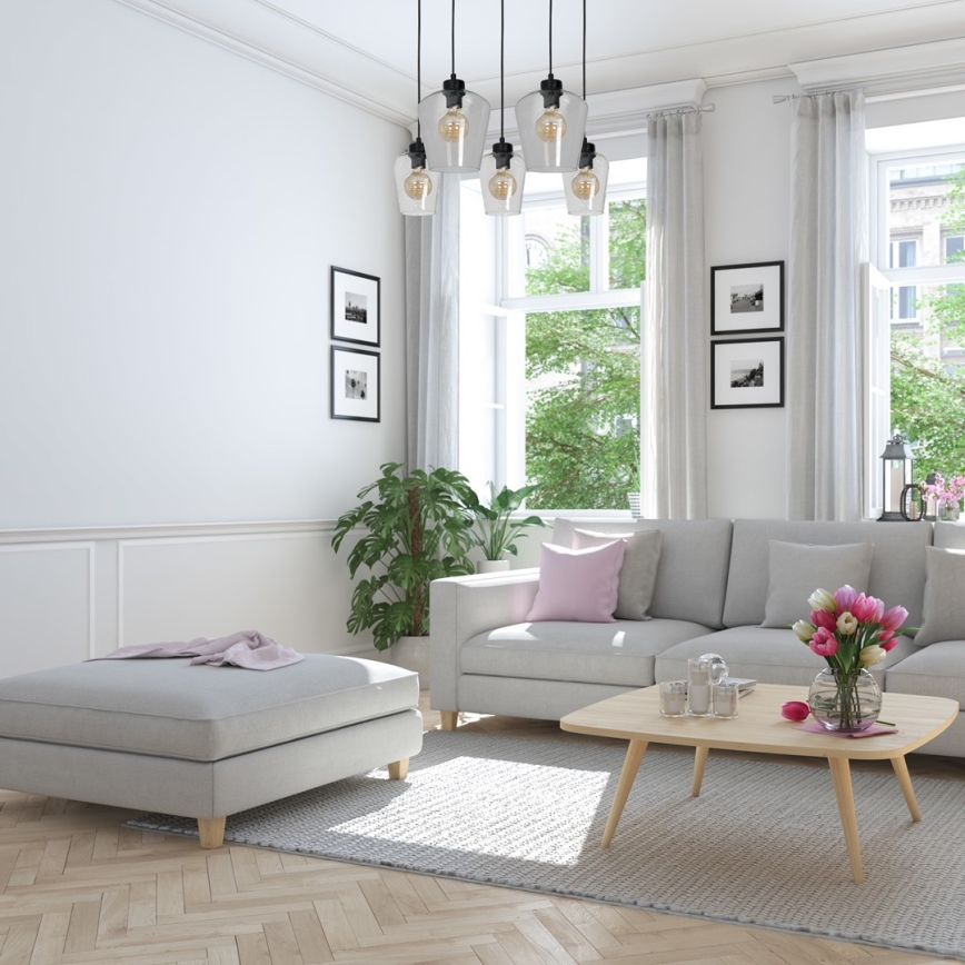 Подвесная люстра SANTIAGO 5xE27/60W/230V прозрачный