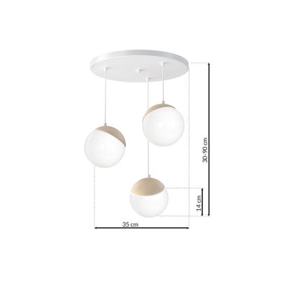 Подвесная люстра SFERA WOOD 3xE14/40W/230V белый