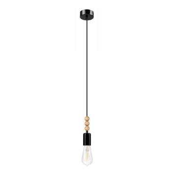 Подвесная люстра SIMON 1xE27/60W/230V черный/бук - сертифицировано FSC