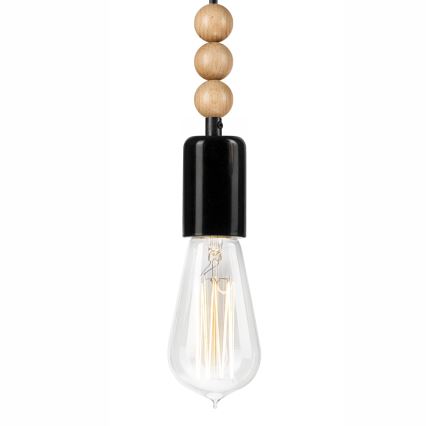 Подвесная люстра SIMON 1xE27/60W/230V черный/бук - сертифицировано FSC