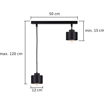 Подвесная люстра SIMPLY BLACK 2xE27/60W/230V