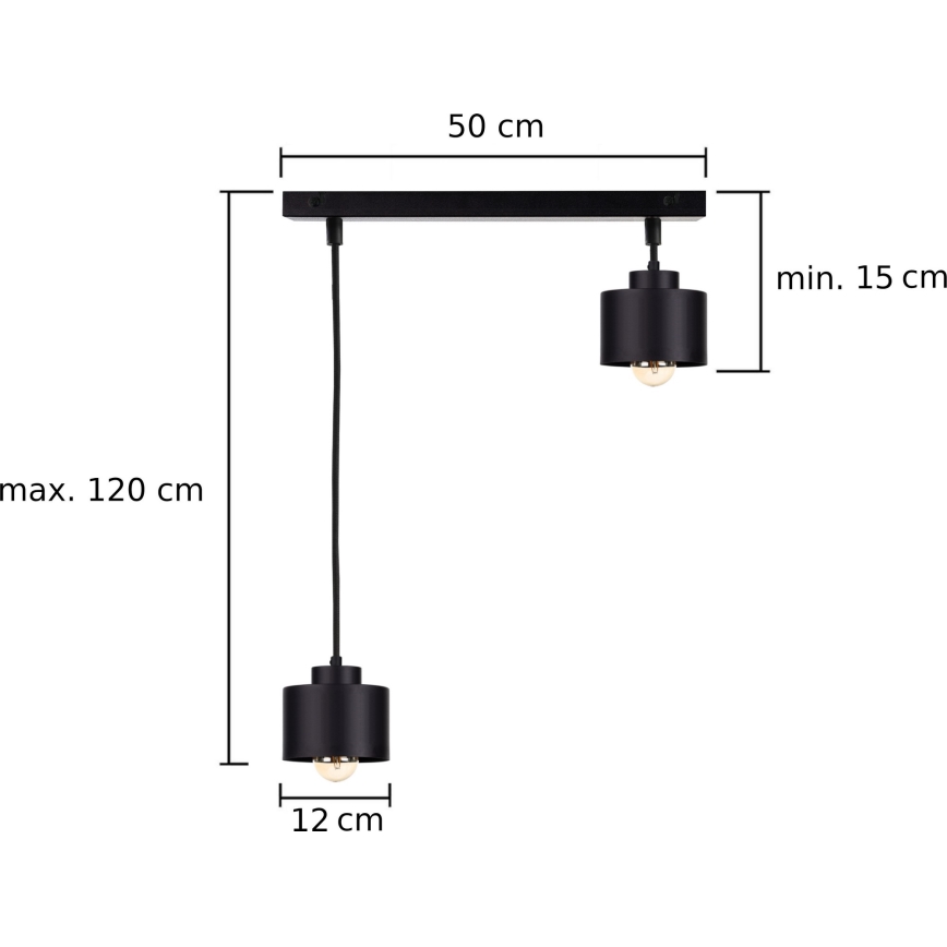 Подвесная люстра SIMPLY BLACK 2xE27/60W/230V