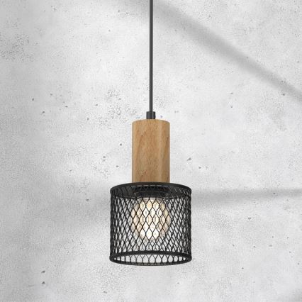 Подвесная люстра SOBRESA 1xE27/60W/230V черный/дерево