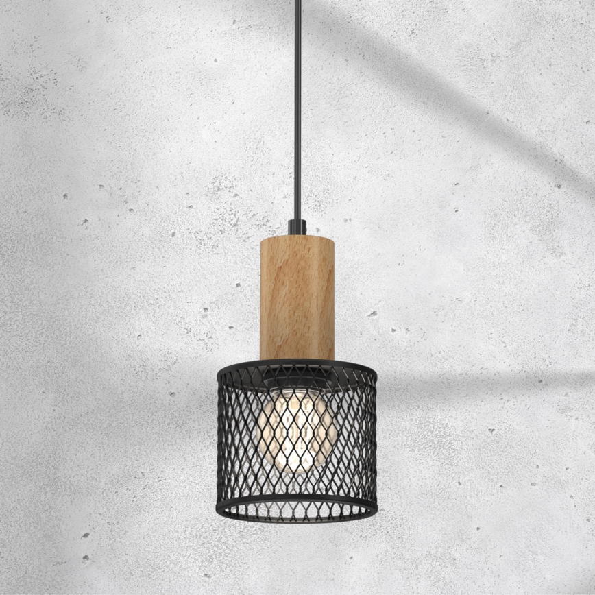 Подвесная люстра SOBRESA 1xE27/60W/230V черный/дерево