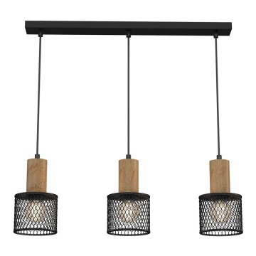 Подвесная люстра SOBRESA 3xE27/60W/230V черный/дерево