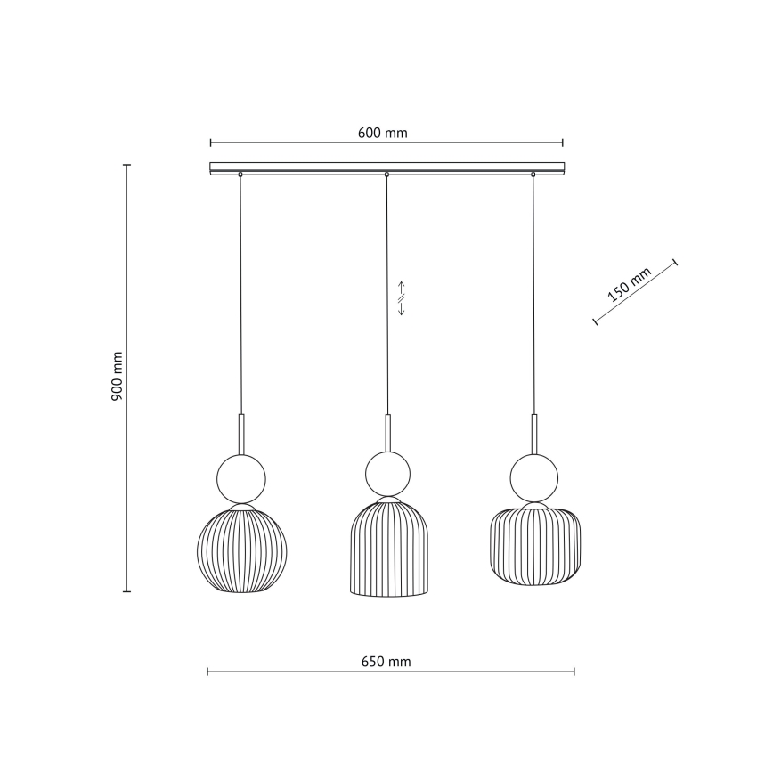 Подвесная люстра SOPHIA на тросе 3xE14/10W/230V чёрный/зелёный/дымчато-бежевый