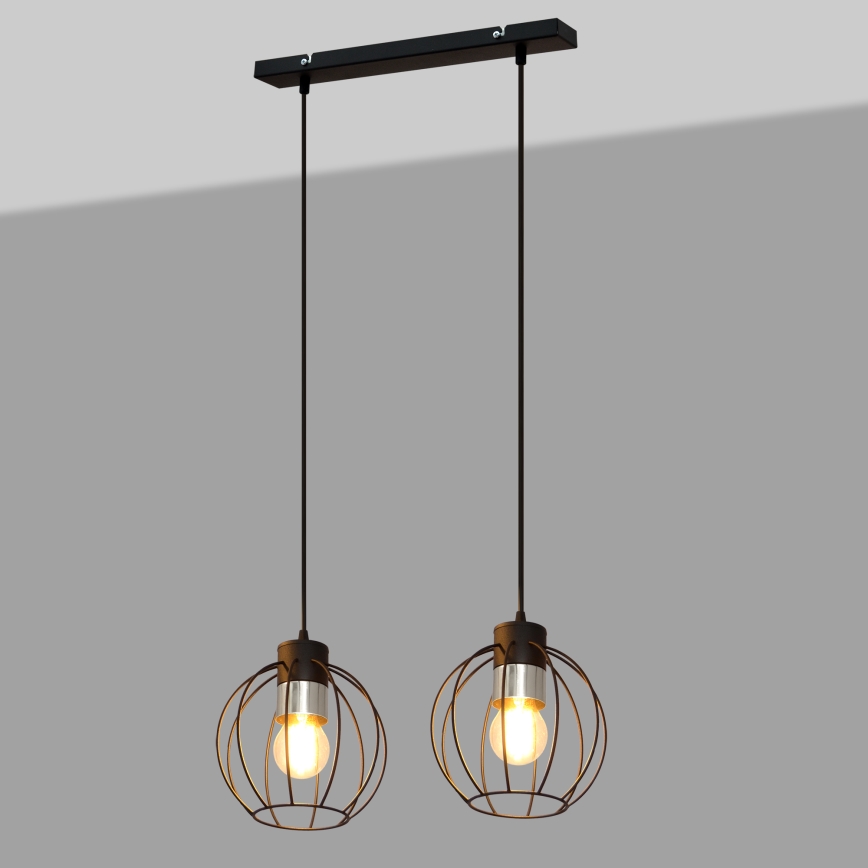 Подвесная люстра STARLIGHT 2xE27/15W/230V черная/серебряная