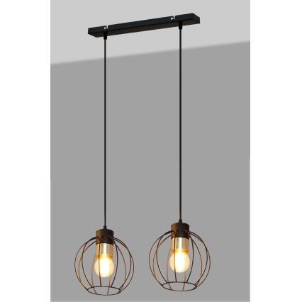 Подвесная люстра STARLIGHT 2xE27/15W/230V черная/золотая