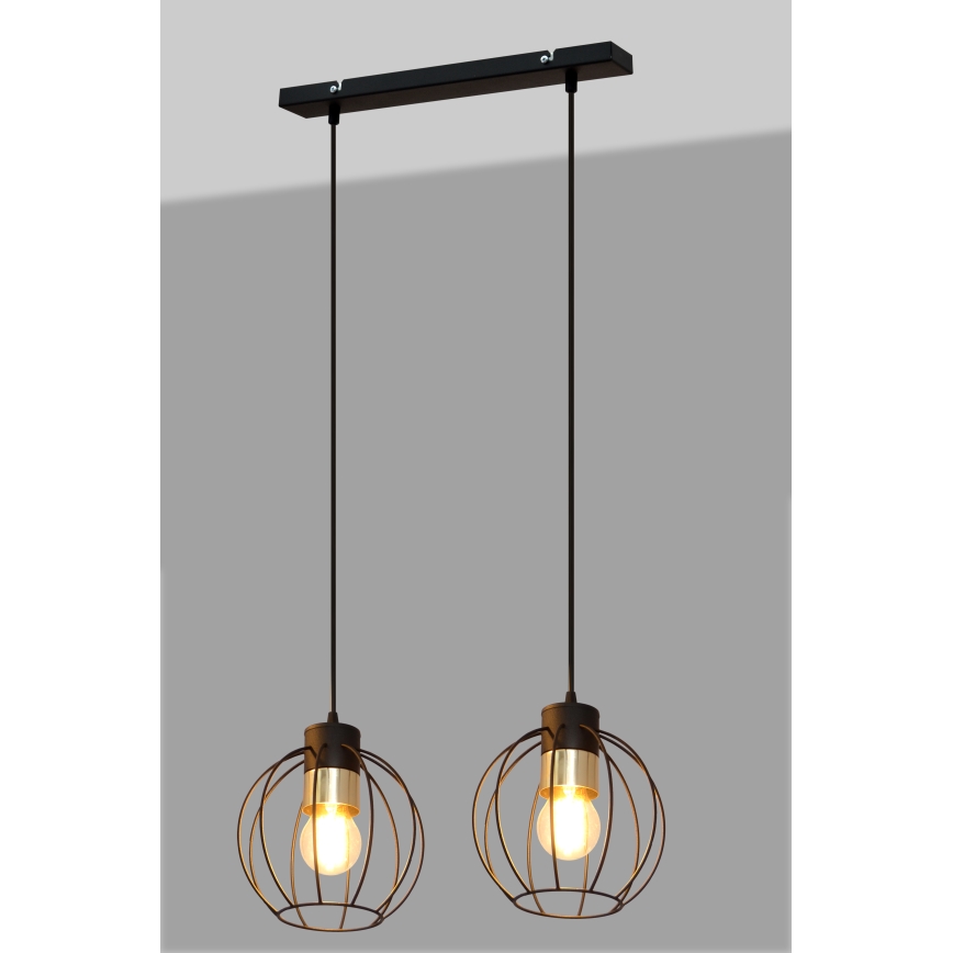 Подвесная люстра STARLIGHT 2xE27/15W/230V черная/золотая