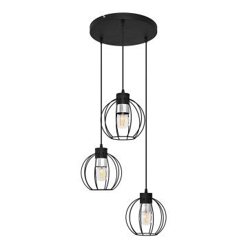 Подвесная люстра STARLIGHT 3xE27/15W/230V черная/серебряная