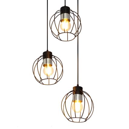 Подвесная люстра STARLIGHT 3xE27/15W/230V черная/серебряная