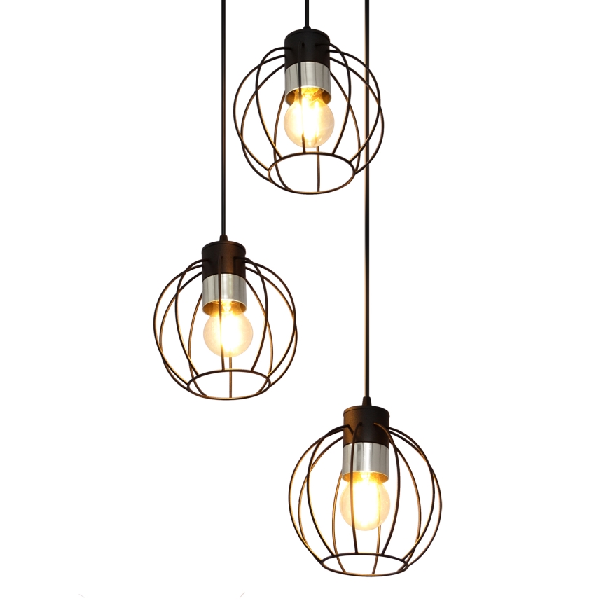 Подвесная люстра STARLIGHT 3xE27/15W/230V черная/серебряная