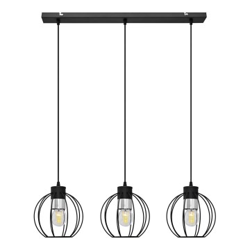Подвесная люстра STARLIGHT 3xE27/15W/230V черная/серебряная