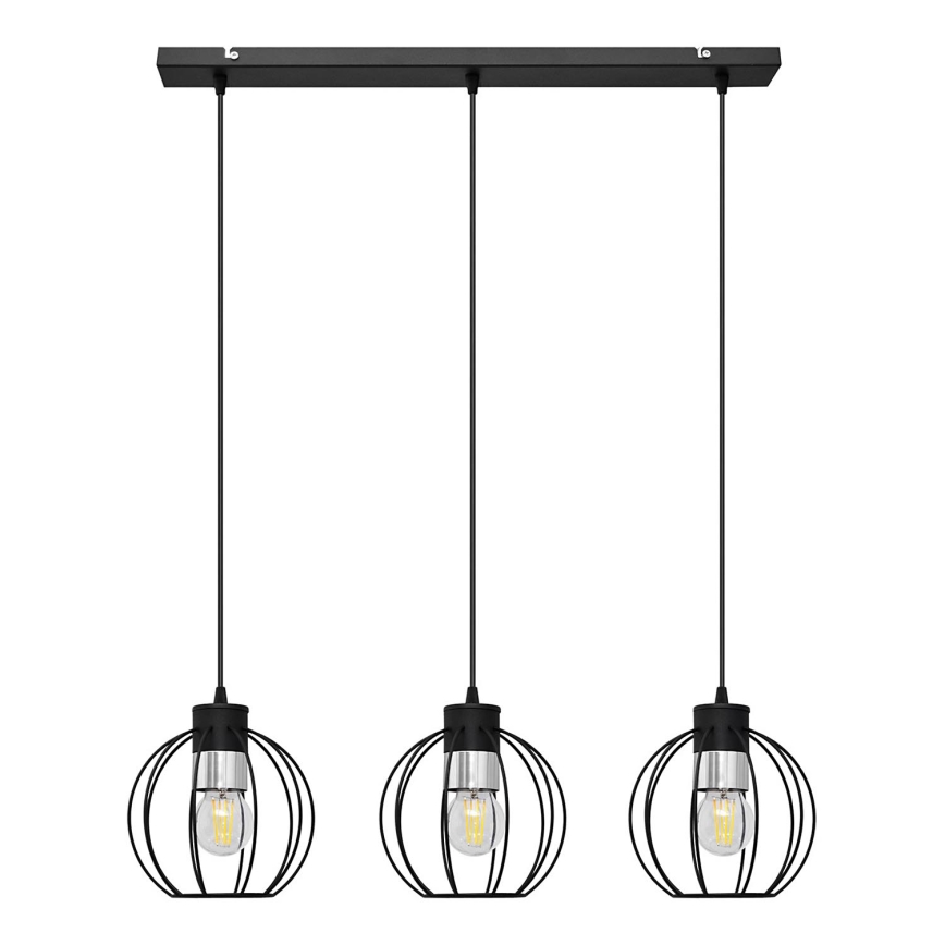 Подвесная люстра STARLIGHT 3xE27/15W/230V черная/серебряная