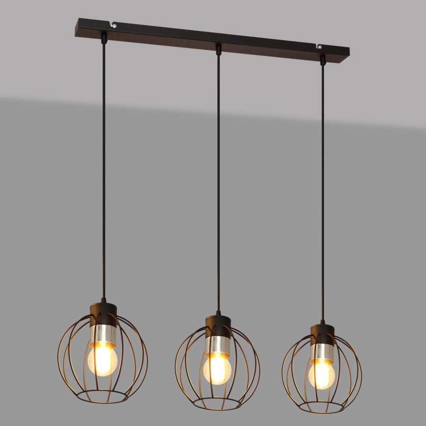 Подвесная люстра STARLIGHT 3xE27/15W/230V черная/серебряная