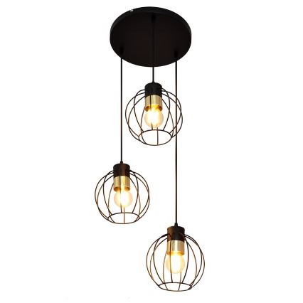 Подвесная люстра STARLIGHT 3xE27/15W/230V черная/золотая