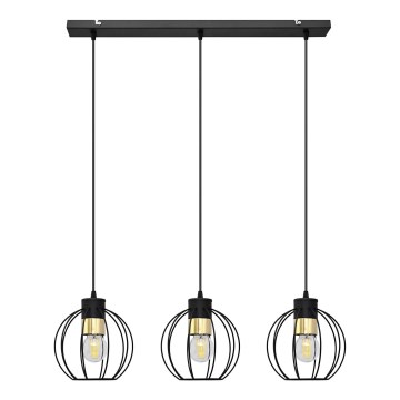 Подвесная люстра STARLIGHT 3xE27/15W/230V черная/золотая